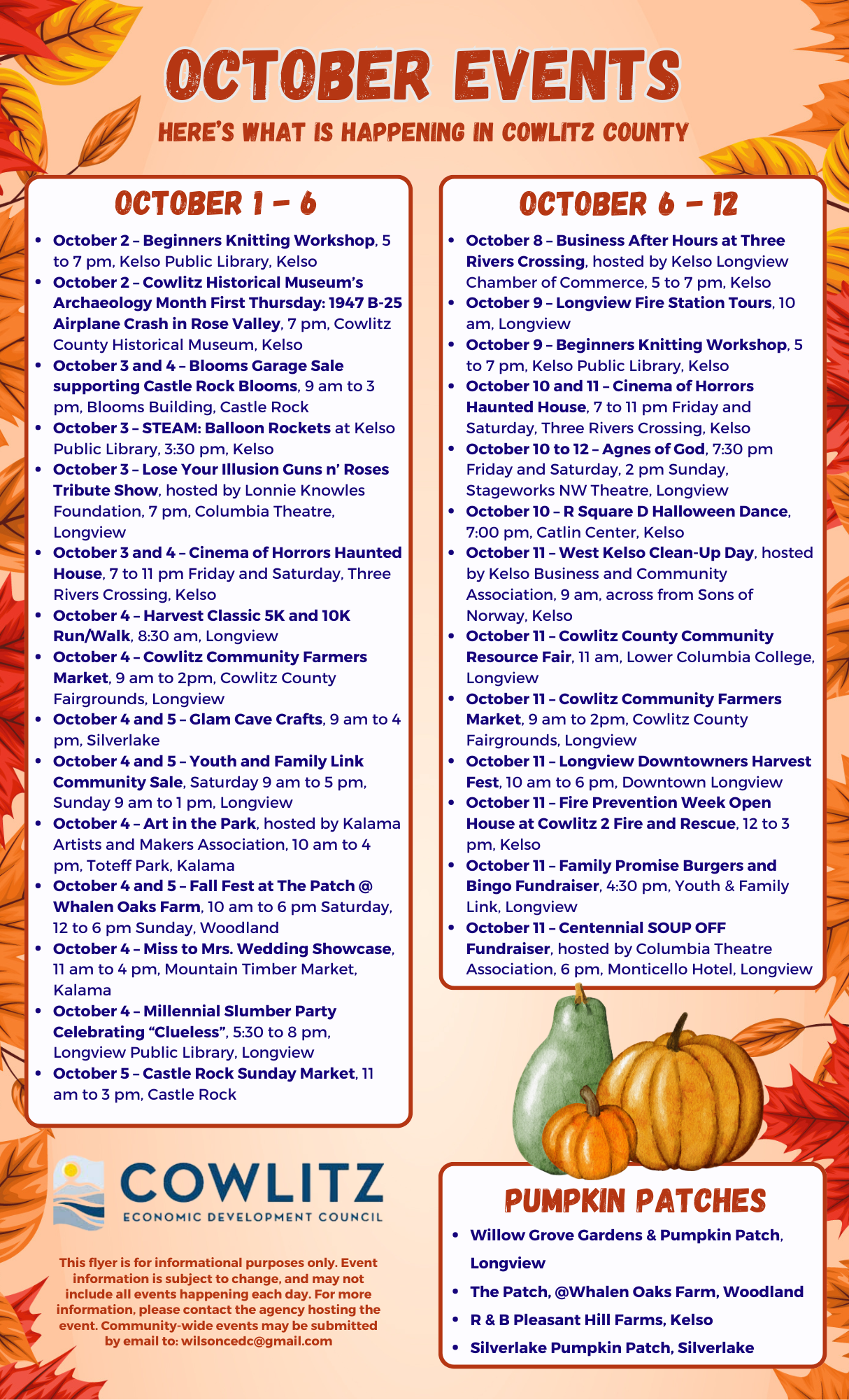 October 2025 Events pg 1